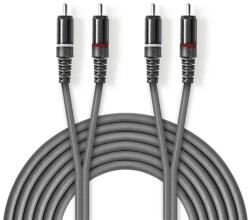 Nedis COTH24200GY15 Стерео аудиокабел, 2x RCA щепсел, 2x RCA щепсел, никелиран, 1, 50 м, гъвкав (COTH24200GY15)