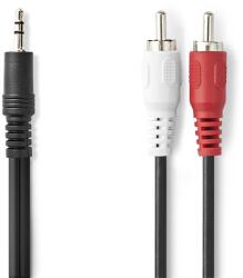 Nedis CAGL22200BK30 стерео аудиокабел, 3, 5 Jack щепсел - 2 X RCA щепсел, дължина 3 м (CAGL22200BK30)