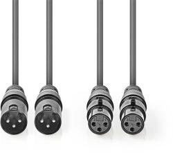 Nedis COTH15030GY50 балансиран/симетричен полупрофесионален аудиокабел XLR, 2 x XLR 3p мъжки - 2 x XLR 3p женски, 5 м, гъвкав (COTH15030GY50)