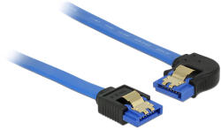 Delock 84986 Кабел SATA 6 Gb/s прав - ляв, метална скоба, син, 70 cm (84986)