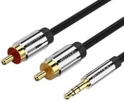 Vention 3, 5 мм жак/M - 2RCA/M, (аудио, позлатено покритие, метален корпус), 2 м, кабел
