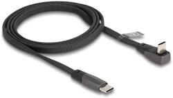 Delock USB 2.0 Плосък кабел USB Type-C мъжки - USB Type-C мъжки USB Type-C мъжки извит PD 3.0 60 W 1 м черен
