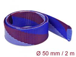 Delock Плетени кабелни чорапи, разтегливи 2 m x 50 mm синьо-червено-бяло