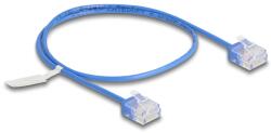 Delock RJ45 мрежов кабел Cat. 6 UTP ултратънък 0, 5 m син с къси конектори