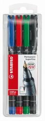 STABILO Комплект маркери за алкохол, 0, 4 мм, STABILO "OHPen S", 4 различни цвята 841/4 (841/4)