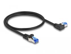 Delock RJ45 мрежов кабел Cat. 6A S/FTP право / ляво огъване 0, 5 m черен