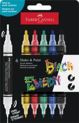 Faber-Castell Комплект маркери за декорация, 1, 0/3, 0 мм, с два края, акрилни, FABER-CASTELL "Shake&Paint", 6 различни цвята 285507 (285507)