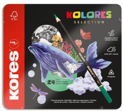 Kores Комплект цветни моливи, триъгълни, метална кутия, KORES "Kolores Selection", 24 различни цвята 93325 (93325)