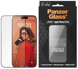 Panzer iPhone 15 Pro PANZERGLASS CERAMIC PROTECTION ULTRA-WIDE FIT протектор за екран 3D стъкло, керамика + рамка, BLACK 2838 (2838)