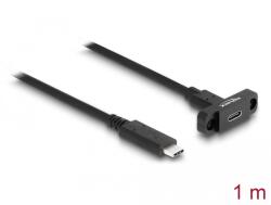 Delock SuperSpeed USB 10 Gbps (USB 3.2 Gen 2) USB Type-C кабел мъжки към женски 1 m с панелен конектор черен