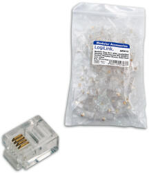 LogiLink RJ11 мъжки конектор, неекраниран 100бр (MP0018) (MP0018)