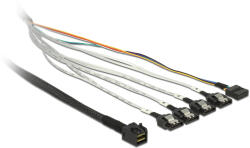 Delock Кабел Delock mini SAS HD SFF-8643 4 x SATA 7 пина + Sideband 0, 5 m метал