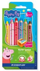 STAEDTLER Комплект цветни моливи, шестоъгълни, джъмбо, STAEDTLER Noris junior 140", прасето Пепа, 6 цвята (140 C6 L1)