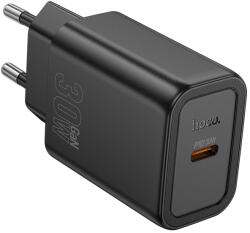 hoco. N62 Gentle еднопортово 30W USB-C зарядно устройство - черно