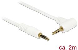 Delock Стерео жак кабел 3.5 mm 3 пина мъжки към мъжки 2 m 90 бял