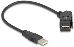 Delock USB 2.0 A-тип гайка за монтиране на панел 45° извит A-тип с 30 cm кабел, черен