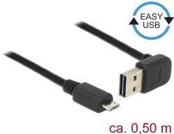 Delock Кабел EASY-USB 2.0 тип A конектор, извит нагоре/надолу USB 2.0 тип Micro-B
