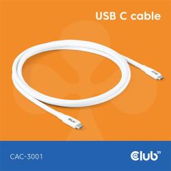 Club 3D Кабел Club 3D - CAC-3001 (USB-C, PD 240W, 20Gbps, 4K60Hz, бял, M/M, 2 m) (CAC-3001)