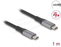 Delock кабел USB 40 Gbps Type-C мъжки/мъжки PD 3.1 240W E-Marker 1m сив метал 81191 (81191)