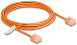 Delock RJ45 мрежов кабел Cat. 6 UTP ултратънък 3 м с оранжеви къси конектори