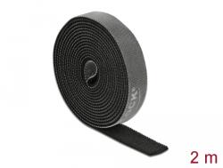 Delock Велкро черна самозалепваща лента на ролка Hx 2 m x W 15 mm