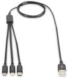 ASSMANN кабел за зареждане 3 в 1 за Apple, Android и Google Pixel, 1 м - черен (AK-300160-010-S) (AK-300160-010-S)