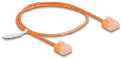 Delock RJ45 мрежов кабел Cat. 6 UTP ултратънък 0, 5 м с оранжеви къси конектори