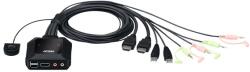 ATEN kvm превключвател usb hdmi 4k 3, 5 мм, 2 порта - cs22h cs22h-at (cs22h-at)