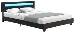 Juskys Kárpitozott modern ágy 160x200 LED és léces vázzal fekete (28904)