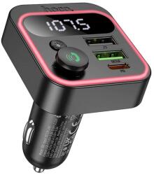 hoco. E85 Bluetooth FM предавател за кола, зарядно устройство, 2 USB+Type-C гнезда v5.4, LED дисплей, ЧЕРЕН E85_B (E85_B)