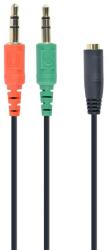 Gembird 20cm 2pcs Jack stereo 3, 5mm - Jack stereo 3, 5mm (4pin) M/F черен адаптер CCA-418 (CCA-418)