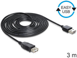 Delock EASY-USB 2.0 -A мъжки към USB 2.0-A женски удължител, 3 м