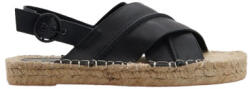 Reserved Fekete Espadrilles Cipő Klasszikus Valódi Bőr Széles Pántokkal Reserved 37 (1376L)