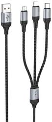 hoco. X102 кабел за зареждане 3в1 USB - Type-C/мълния/microUSB, 100 см, ЧЕРЕН X102_B (X102_B)