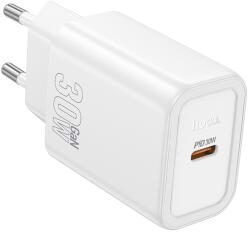 hoco. N62 Gentle еднопортово 30W USB-C зарядно устройство - бяло