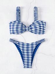 Shein Kék-fehér Mintás Fürdőruha Shein Csattal, XL