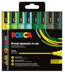 uni Декоративен маркер, 1, 8-2, 5 мм, UNI "Posca PC-5M", 8 различни зелени цвята 302422441 (302422441)