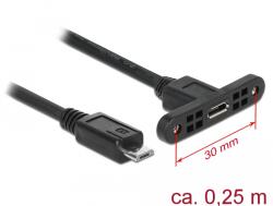 Delock Кабел Delock, USB 2.0-s Micro-B гнездо, монтаж на панел USB 2.0-s Micro-B гнездо, монтаж на панел