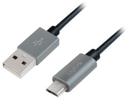 LogiLink USB 2.0 кабел, USB AM-Micro BM, найлонова оплетка, 2 м