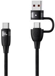 USAMS U85 Кабел за зареждане 2в1 Type-C/USB - Type-C, 120 см, ЧЕРЕН SJ654USB01 (SJ654USB01)