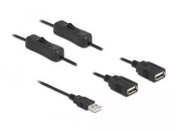 Delock USB кабел тип А мъжки 2 бр. USB тип А гайка с превключвател, 1 м