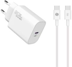 S-Link Мрежово зарядно устройство S-Link - SL-EC62TP (20W, бързо зареждане QC4.0, Type-C към Type-C, 100cm кабел за данни и зареждане, бял) 37439 (37439)