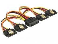Delock 15-пинов SATA кабел вход 15-пинов SATA конектор за захранване изход 4 x прав 15 cm (60156)