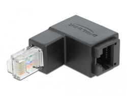 Delock RJ45 адаптер мъжки 90 градуса надолу RJ45 гнездо, Cat. 6 UTP