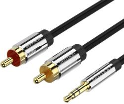 Vention 3, 5 мм жак/M - 2RCA/M, (аудио, позлатено покритие, метален корпус), 1, 5 м, кабел