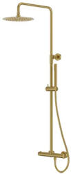 Lavita Coloana de dus LaVita, Verdi, cu baterie termostatica, palarie dus rotunda, bara si furtun, 1 jet, Brushed Gold (41659)