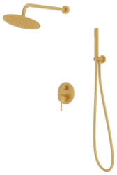 Lavita Sistem de dus incastrat Lavita, Verdi, cu baterie, palarie dus rotunda, bara si furtun, 1 jet, brushed gold (41628)