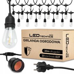 LEDTechnics Kültéri kerti fényfüzér 20m Izzó 20x E27 Led Lámpák (7832_Z)