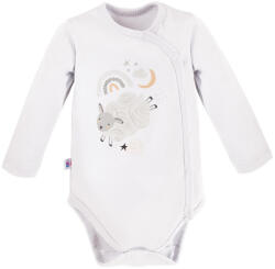 EEVI Body bebe băieți cu mâneca lunga, alb cu oita, alb (12F7AD)
