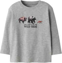 NAME IT tricou cu mâneci lungi cu model pentru băieți gri (14A08D)